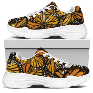 Tiger Monarch Butterfly Pattern Print White Chunky Shoes