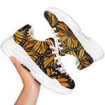 Tiger Monarch Butterfly Pattern Print White Chunky Shoes