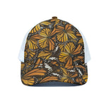 Tiger Monarch Butterfly Pattern Print White Mesh Trucker Cap