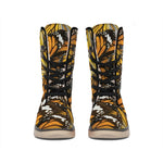 Tiger Monarch Butterfly Pattern Print Winter Boots