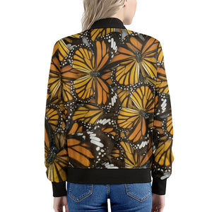 Tiger Monarch Butterfly Pattern Print Women's Bomber Jacket