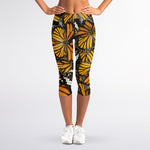 Tiger Monarch Butterfly Pattern Print Women's Capri Leggings
