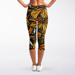 Tiger Monarch Butterfly Pattern Print Women's Capri Leggings