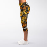 Tiger Monarch Butterfly Pattern Print Women's Capri Leggings
