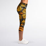 Tiger Monarch Butterfly Pattern Print Women's Capri Leggings