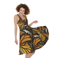 Tiger Monarch Butterfly Pattern Print Sleeveless Knee Length Dress