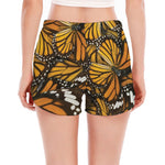 Tiger Monarch Butterfly Pattern Print Women's Split Running Shorts