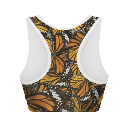Tiger Monarch Butterfly Pattern Print Women's Sports Bra
