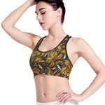Tiger Monarch Butterfly Pattern Print Women's Sports Bra