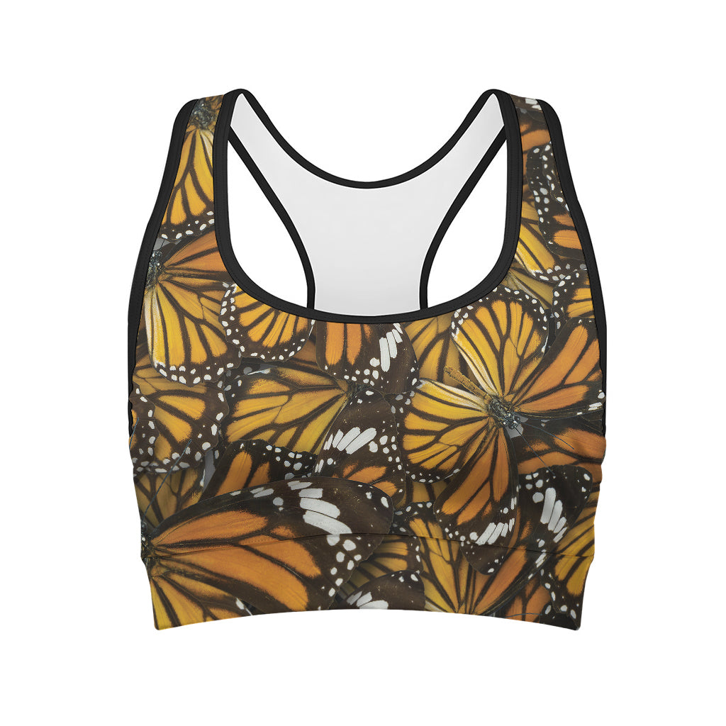 Tiger Monarch Butterfly Pattern Print Women's Sports Bra