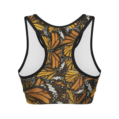 Tiger Monarch Butterfly Pattern Print Women's Sports Bra