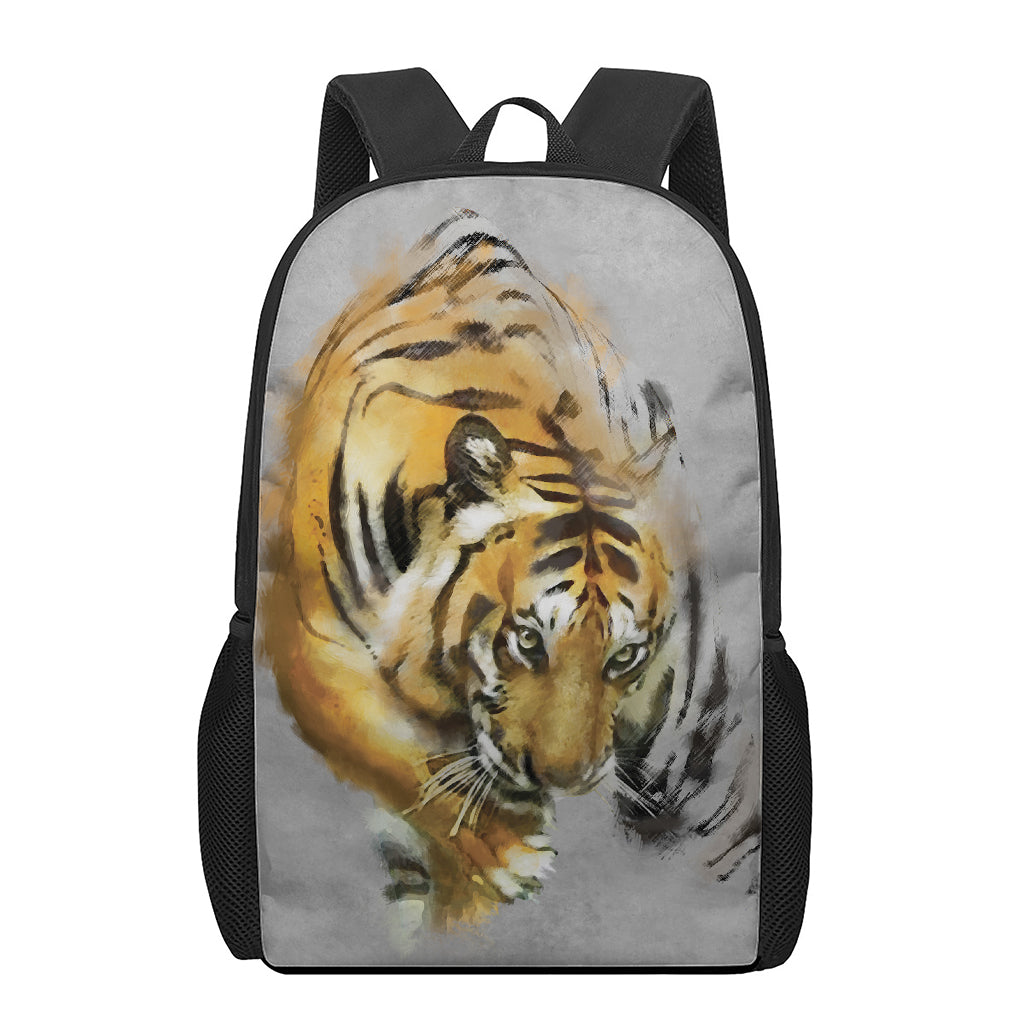 Tiger Painting Print 17 Inch Backpack