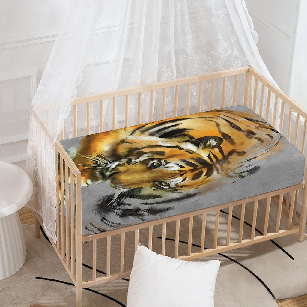 Tiger Painting Print Baby Crib Sheet