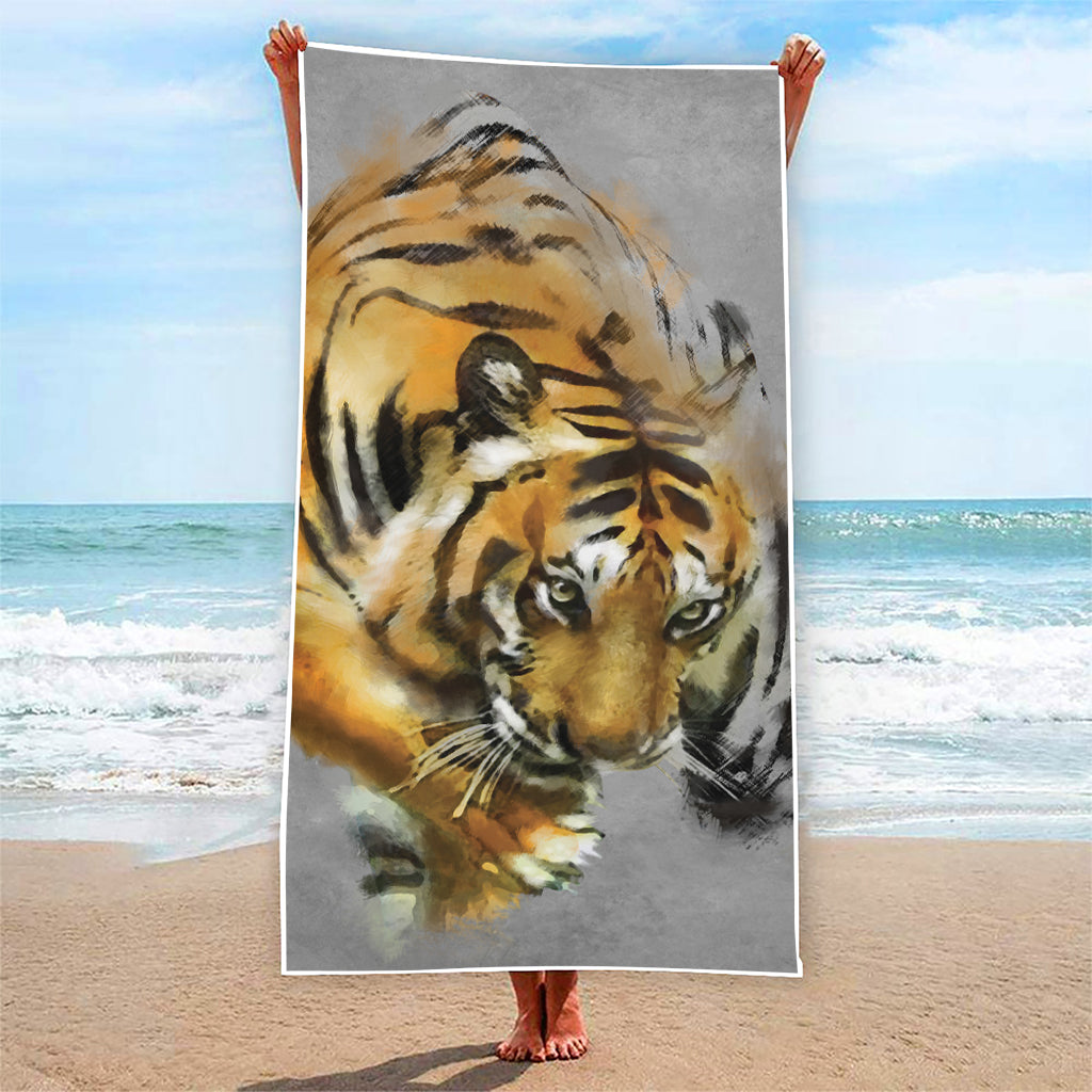 Tiger Painting Print Beach Towel