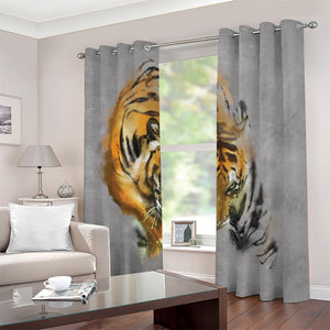 Tiger Painting Print Blackout Grommet Curtains