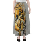 Tiger Painting Print Chiffon Maxi Skirt