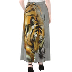 Tiger Painting Print Chiffon Maxi Skirt