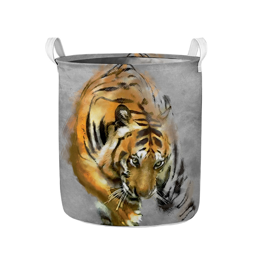 Tiger Painting Print Collapsible Laundry Basket