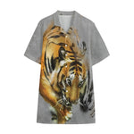 Tiger Painting Print Cotton Hawaiian Shirt