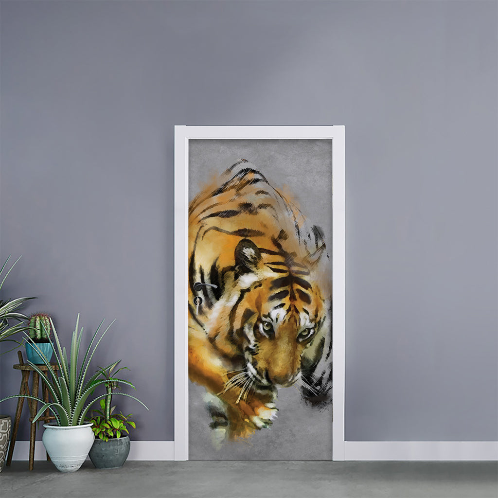 Tiger Painting Print Door Sticker