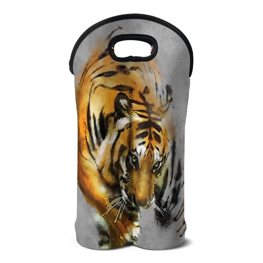 Tiger Painting Print Double Neoprene Wine Tote