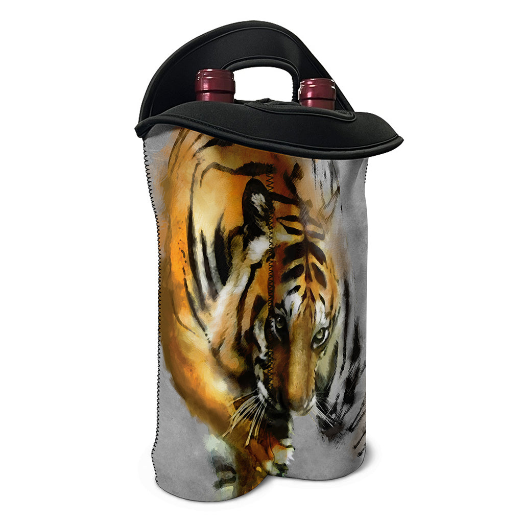 Tiger Painting Print Double Neoprene Wine Tote