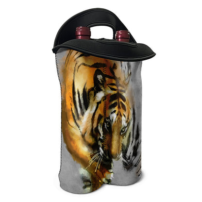 Tiger Painting Print Double Neoprene Wine Tote