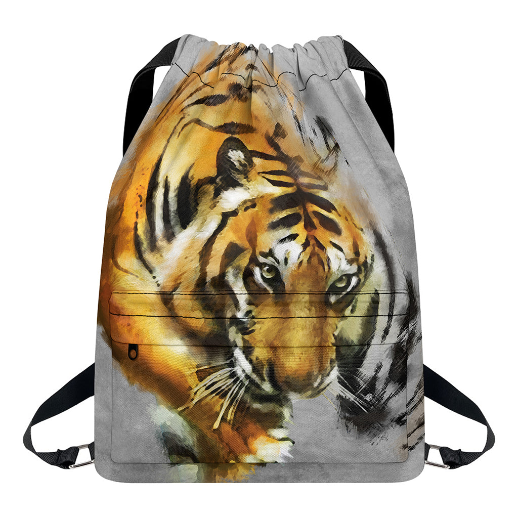 Tiger Painting Print Drawstring Backpack