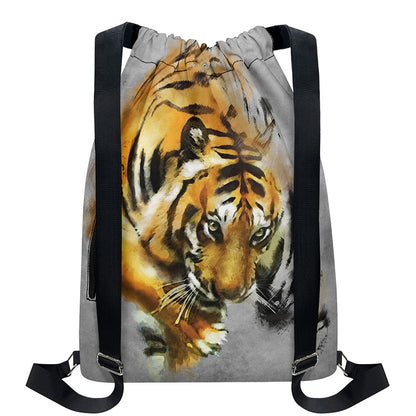 Tiger Painting Print Drawstring Backpack