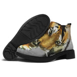 Tiger Painting Print Flat Ankle Boots