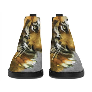 Tiger Painting Print Flat Ankle Boots