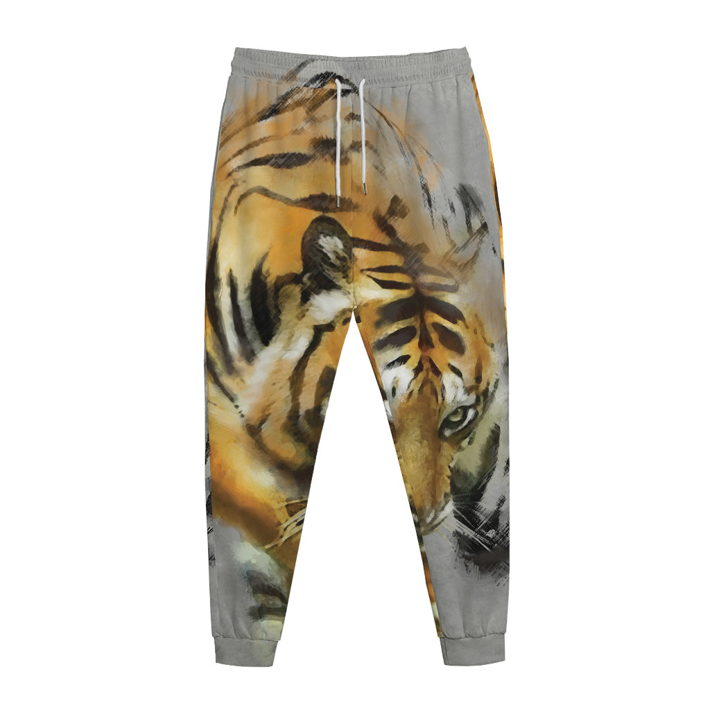 Tiger Painting Print Jogger Pants