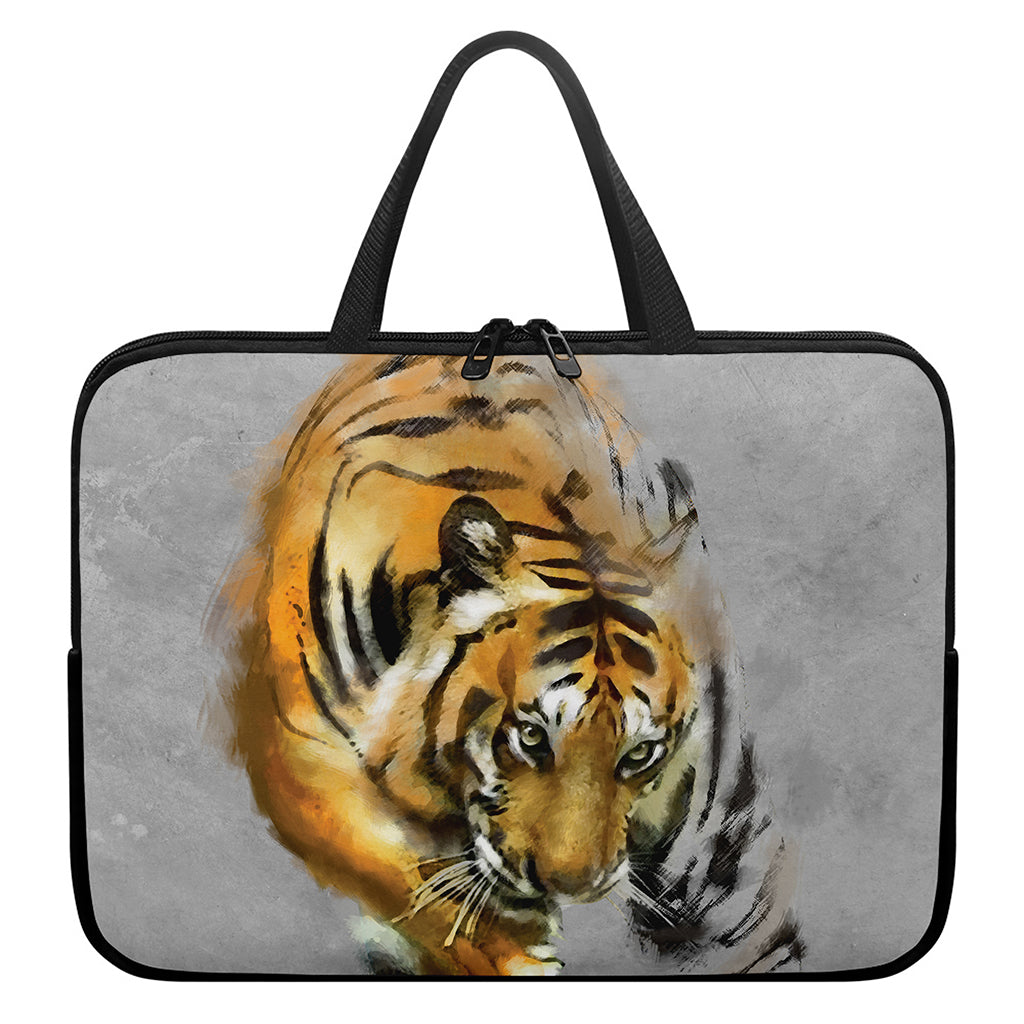 Tiger Painting Print Laptop Sleeve With Handle