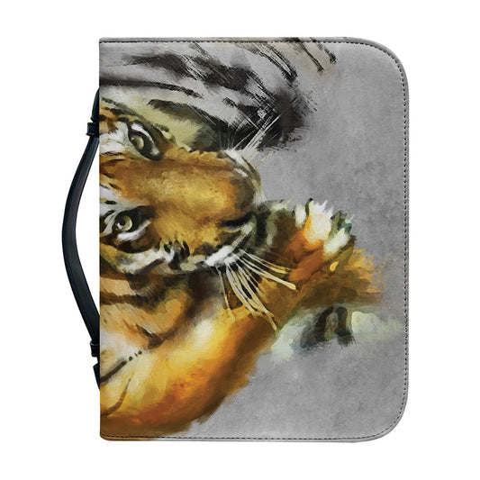 Tiger Painting Print Leather Bible Cover