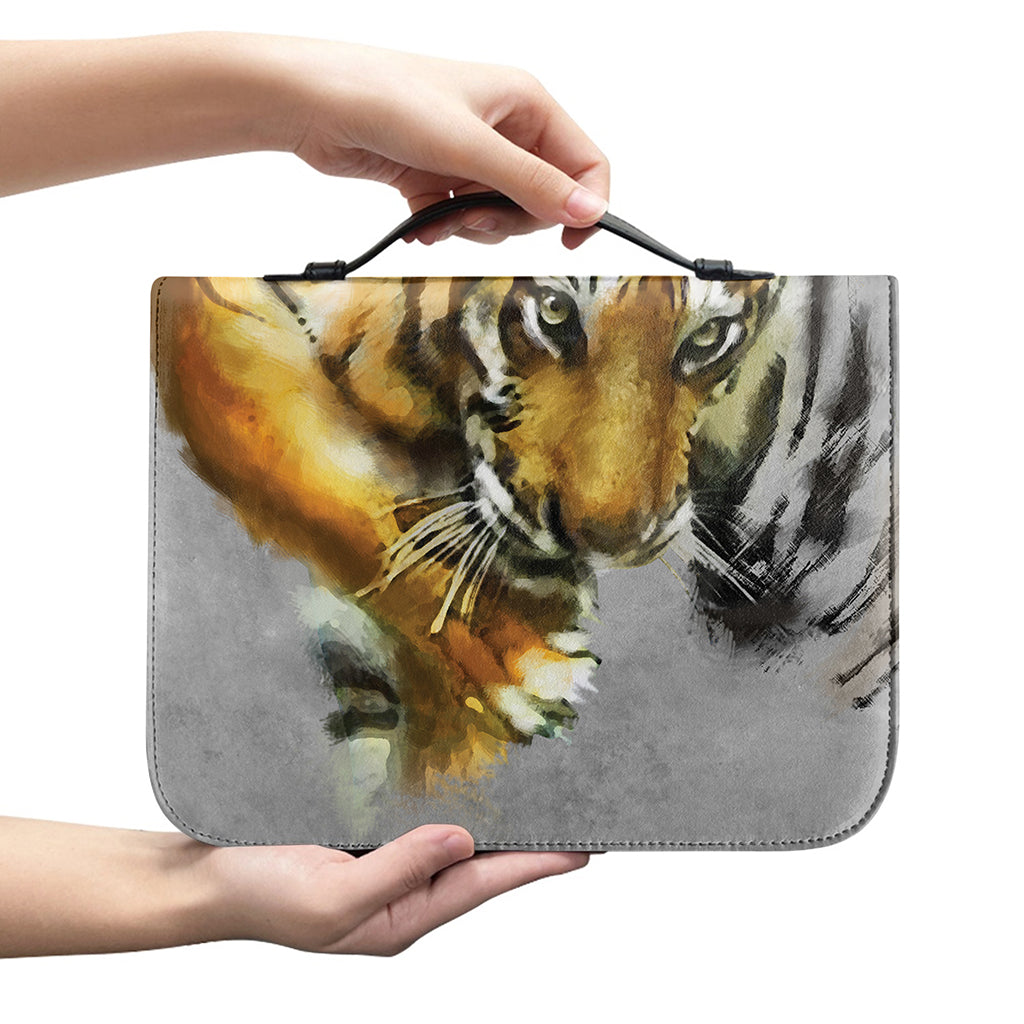 Tiger Painting Print Leather Bible Cover