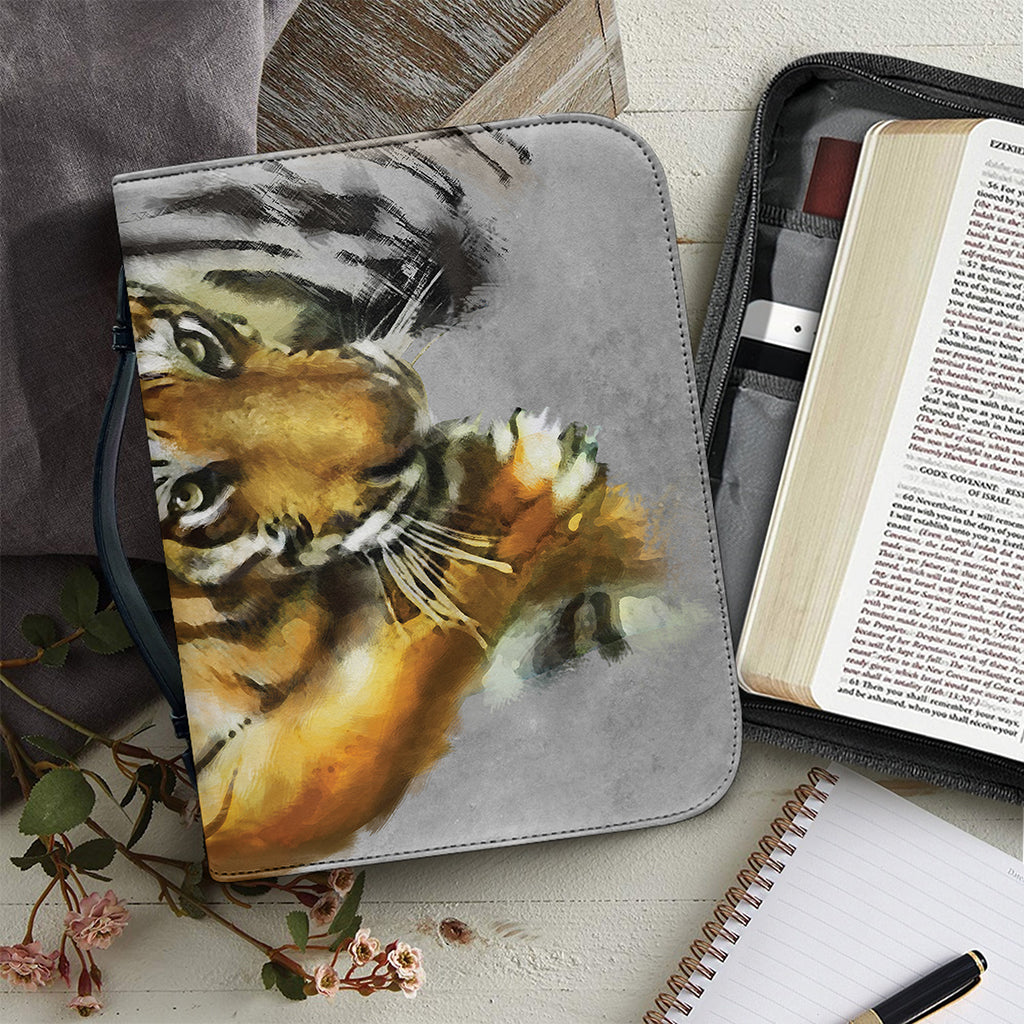 Tiger Painting Print Leather Bible Cover