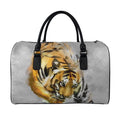 Tiger Painting Print Leather Duffel Bag