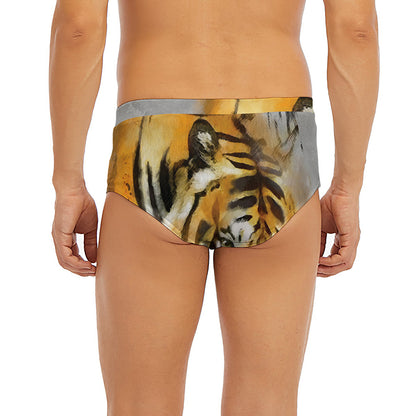 Tiger Painting Print Men's Briefs