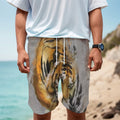 Tiger Painting Print Men's Cargo Shorts