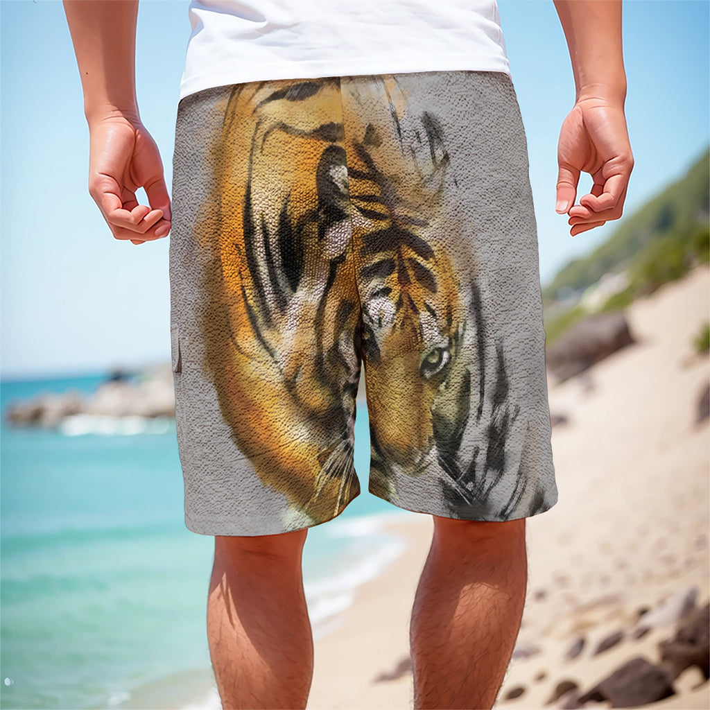 Tiger Painting Print Men's Cargo Shorts