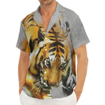 Tiger Painting Print Men's Deep V-Neck Shirt