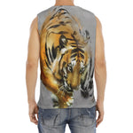 Tiger Painting Print Men's Fitness Tank Top