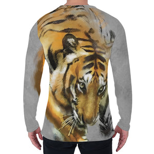 Tiger Painting Print Men's Long Sleeve T-Shirt