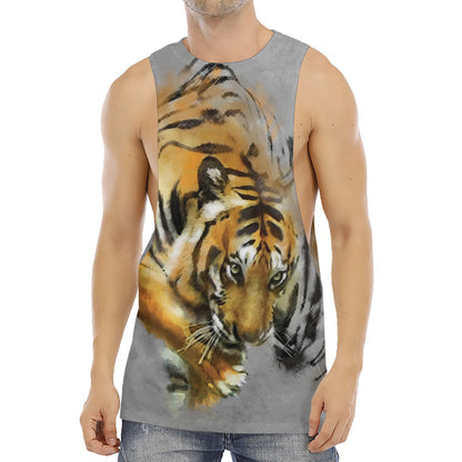 Tiger Painting Print Men's Muscle Tank Top