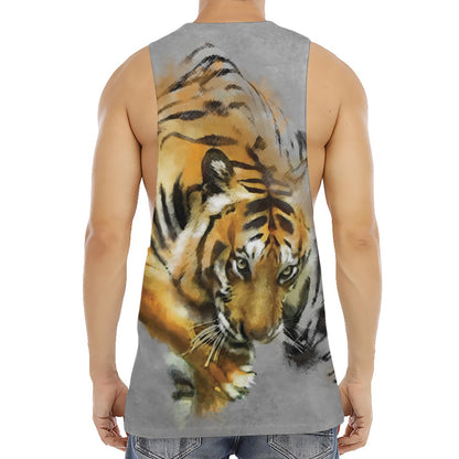 Tiger Painting Print Men's Muscle Tank Top