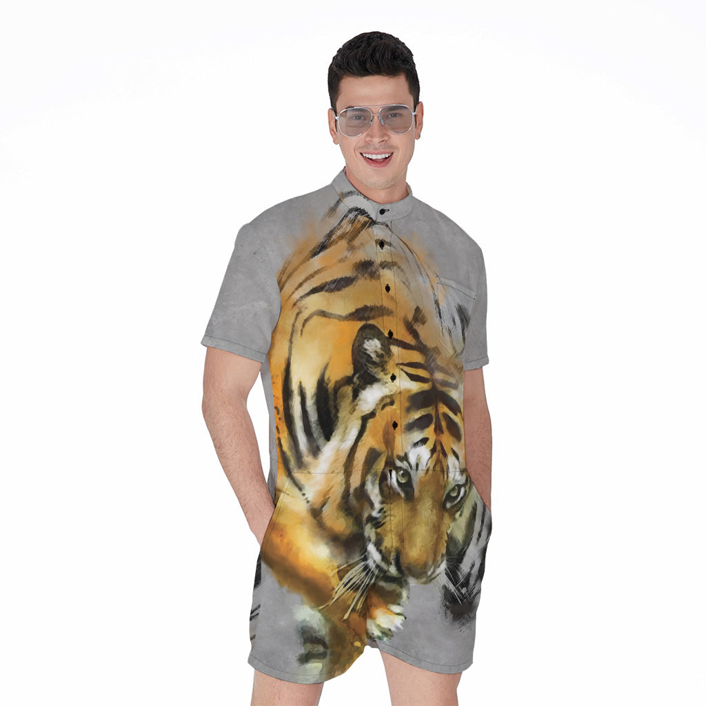 Tiger Painting Print Men's Rompers