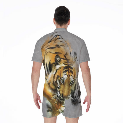 Tiger Painting Print Men's Rompers
