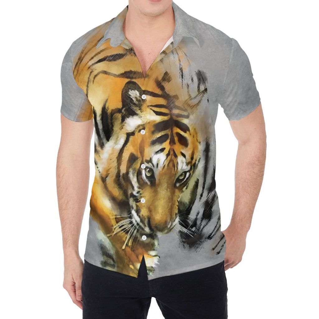 Tiger Painting Print Men's Shirt