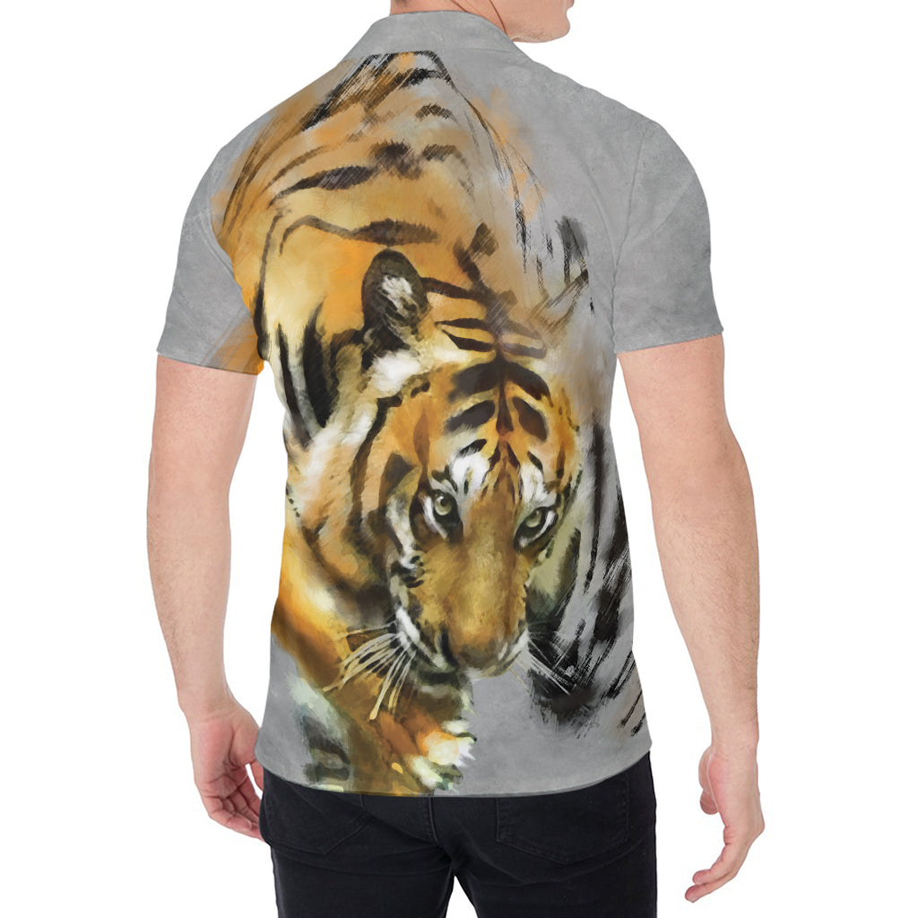 Tiger Painting Print Men's Shirt