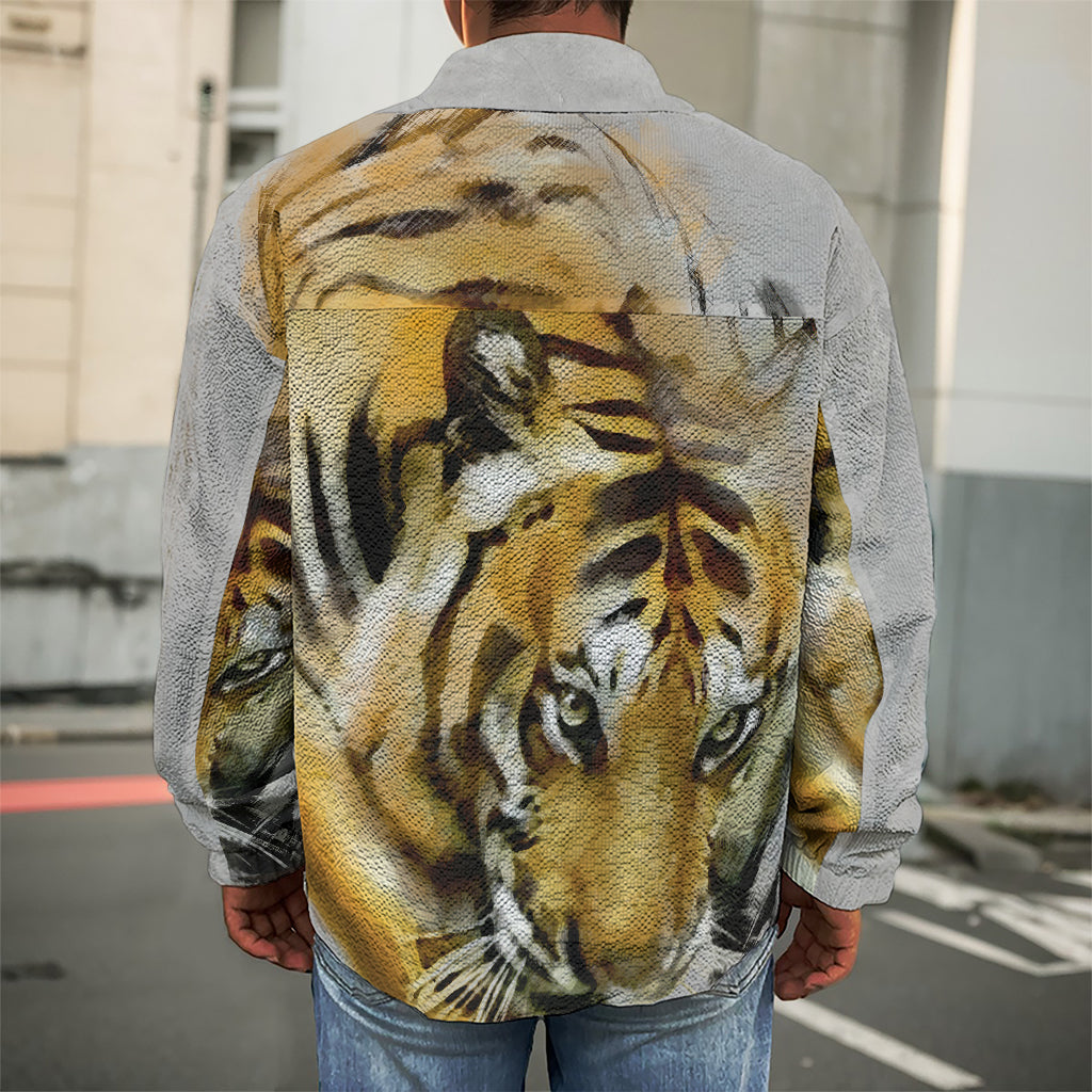 Tiger Painting Print Men's Shirt Jacket